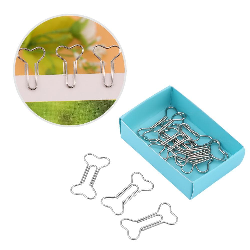 12 Pcs Creative Bone Shape Paper Clips Funny Bookmark Marking Document Organizing Clip
