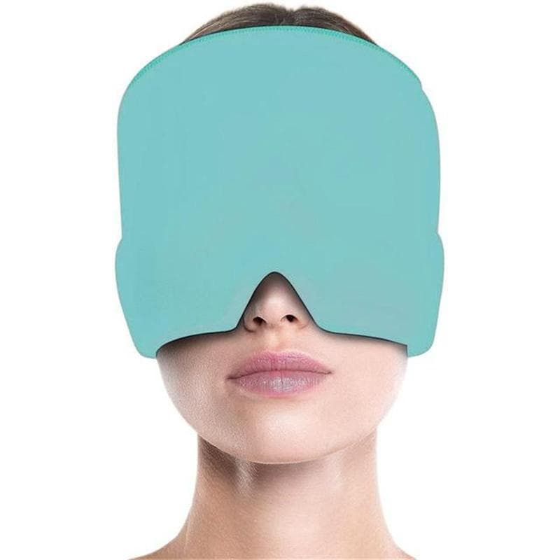 Gel Hot Cold Therapy Headache Migraine Ice Cap Head Massager Antistress Relief Pain Sleeping Eye Mask Ice Hat Health Care Tool MYY Single gel: front face blue