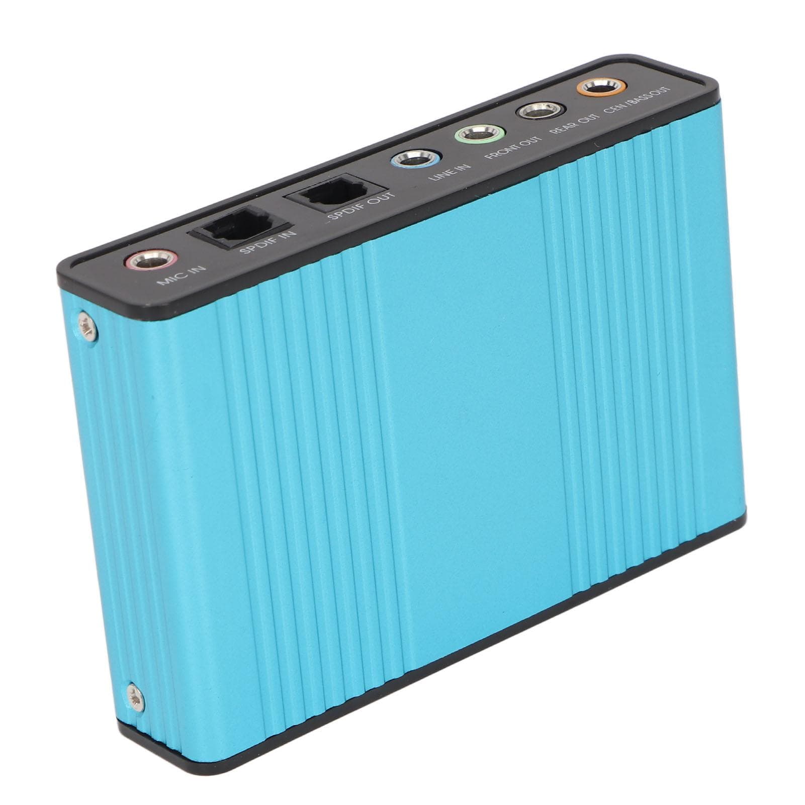USB Sound Card 6 Channel 48kHz Sampling Rate Analog Play Recording External Sound Card for PC blue