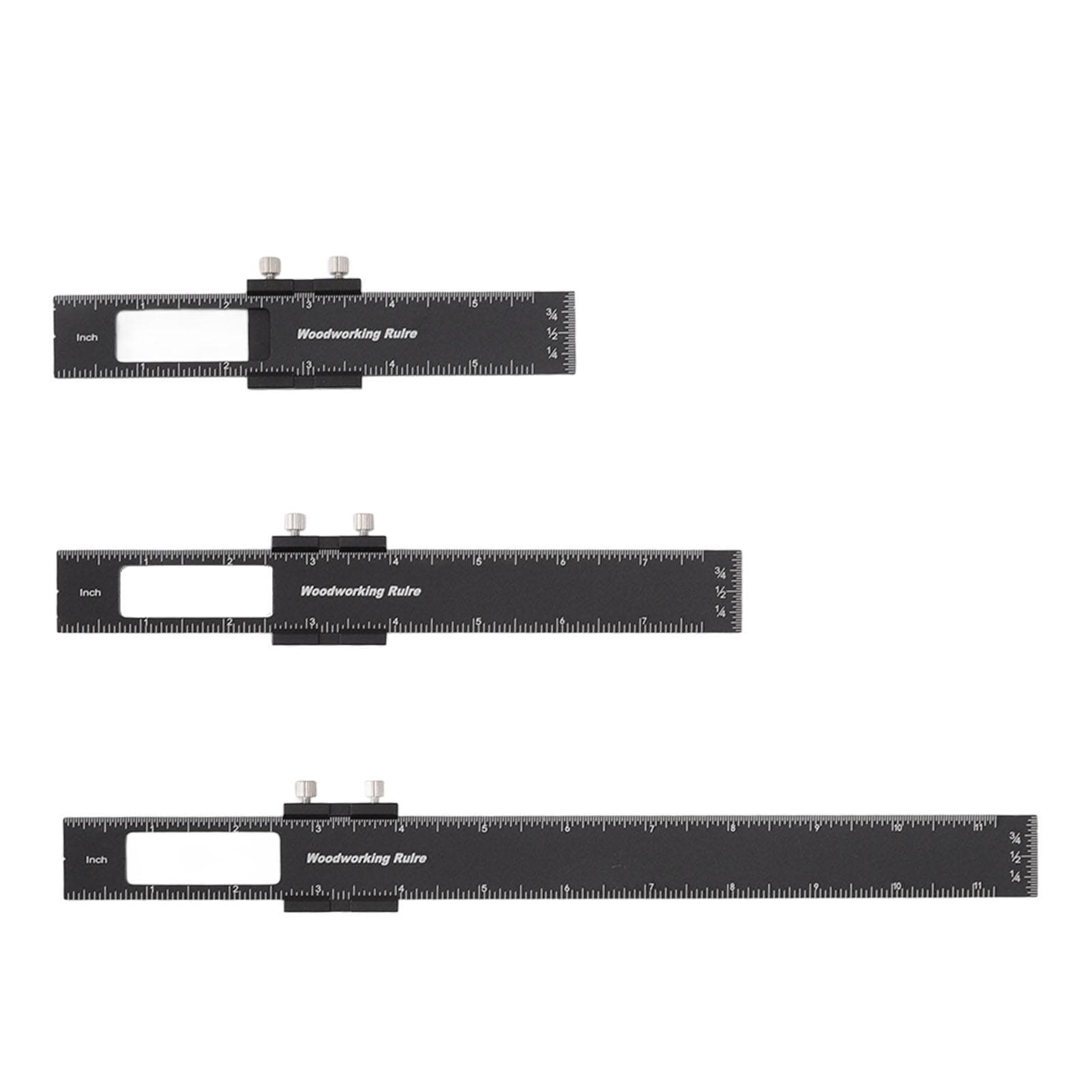 3 Pcs Woodworking Ruler Set Aluminium Alloy T Type Scribing Marking Measuring Ruler with Slide