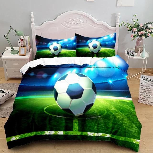 Football Duvet Cover Set 3D Soccer Printed Boys Teens Bedding Set Sports Theme Double Queen King Size 2/3pcs Comforter Cover Eu-Single135x200cm