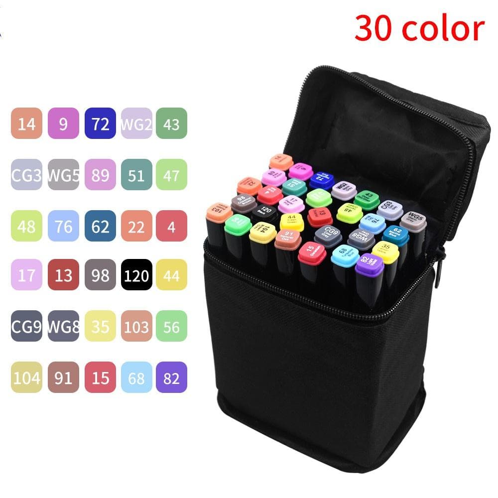 18/24/30/40 Colors Markers Alcohol Felt Pen Manga Sketching Markers Dual Brush Art School Supplies Drawing Set School Supplies 30 colors
