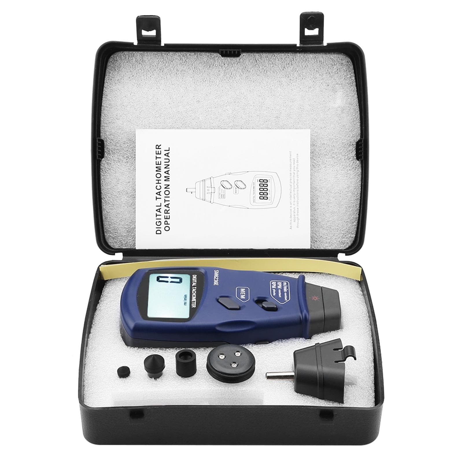SM6236E LaserContact Tachometer 5 Digits 18 mm Digital LCD Tach Rotation Meter Tester