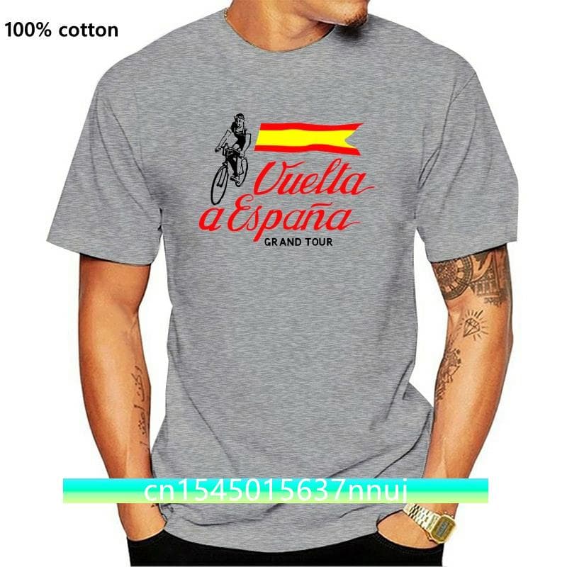 New Vuelta A Espana T Shirt Printed Mens Vintage Spanish Cycling T-Shirt Bicycle Grand Tour Spain Race Bike Cycling Tee Shirt S