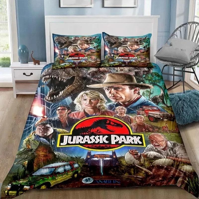 Dinosaur Jurassic Park 3D Print Bedding Set Single Twin Full Queen King Size Bed Set Adult Kid Bedroom Bedding Gift 135X200cm-2pcs