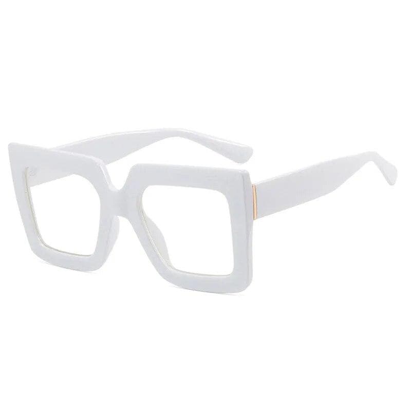 Trendy Square Glasses Frame Large Anti Blue Light Flat Mirror Concave Shape Women Fashion Eyewear