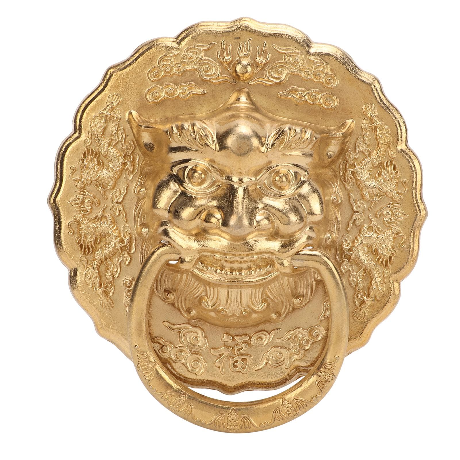 Door Knocker Chinese Animal Head Style Modelled Antique Brass Easy Install Corrosion Resistant