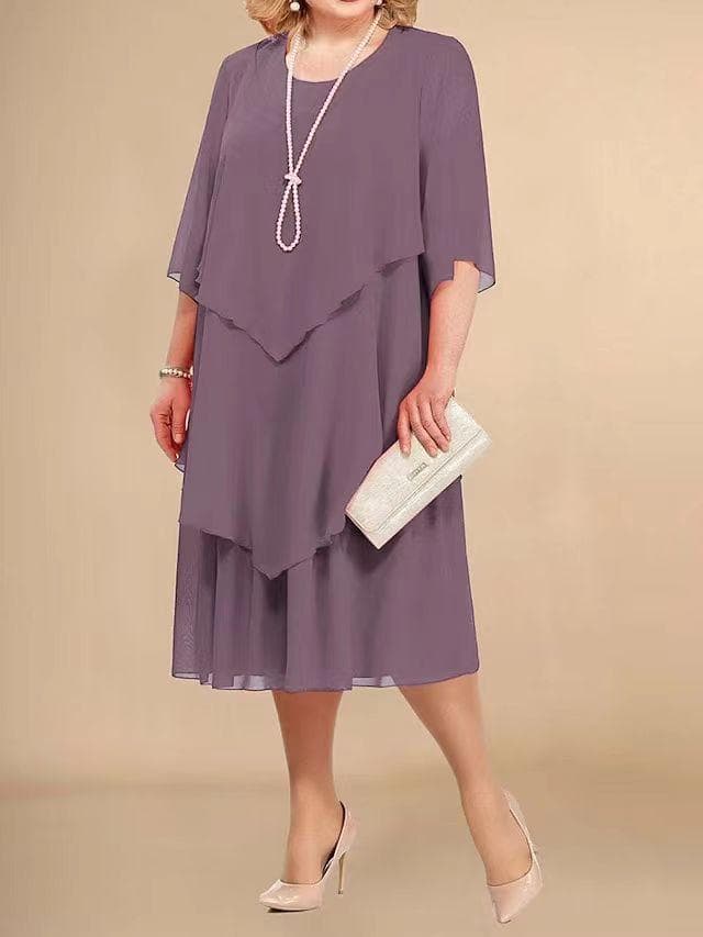 Chiffon Plus Size Mom Beach Wedding Dress XXL light purple