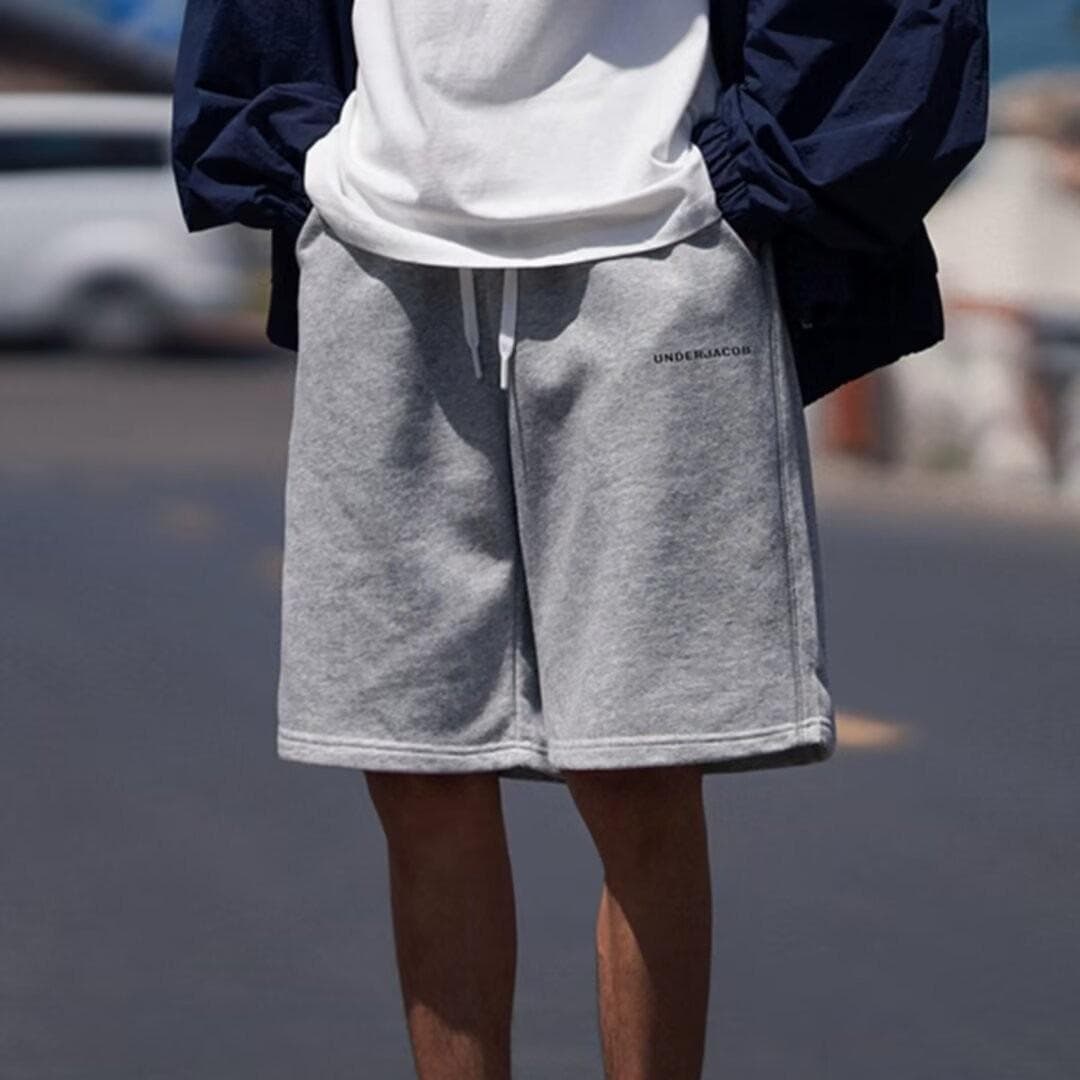 American Retro Casual Shorts Men's Summer New Design Straight Loose Simple Five-point Pants 5XL gray
