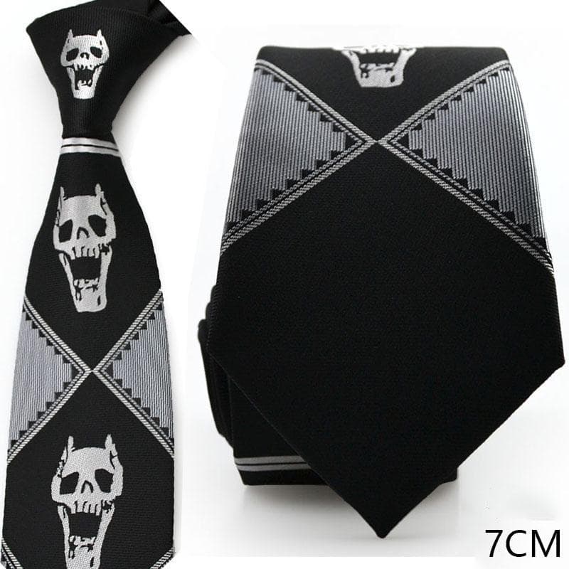 Anime stropdas JoJo Bizarre Adventure KILLER QUEEN Kira Yoshikage Skull Neck Tie Cosplay Kostuums Accessoires man vrouw 7cm black