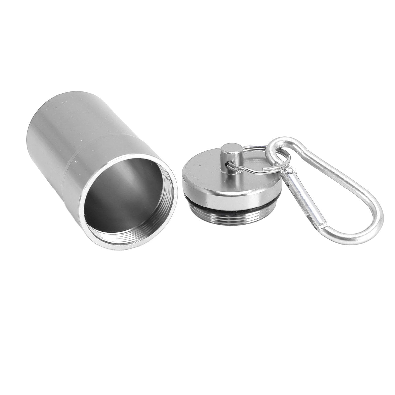 Small Storage Tube Aluminum Alloy Rainproof Sealed Keychain Container for Outdoor Camping Travel silver