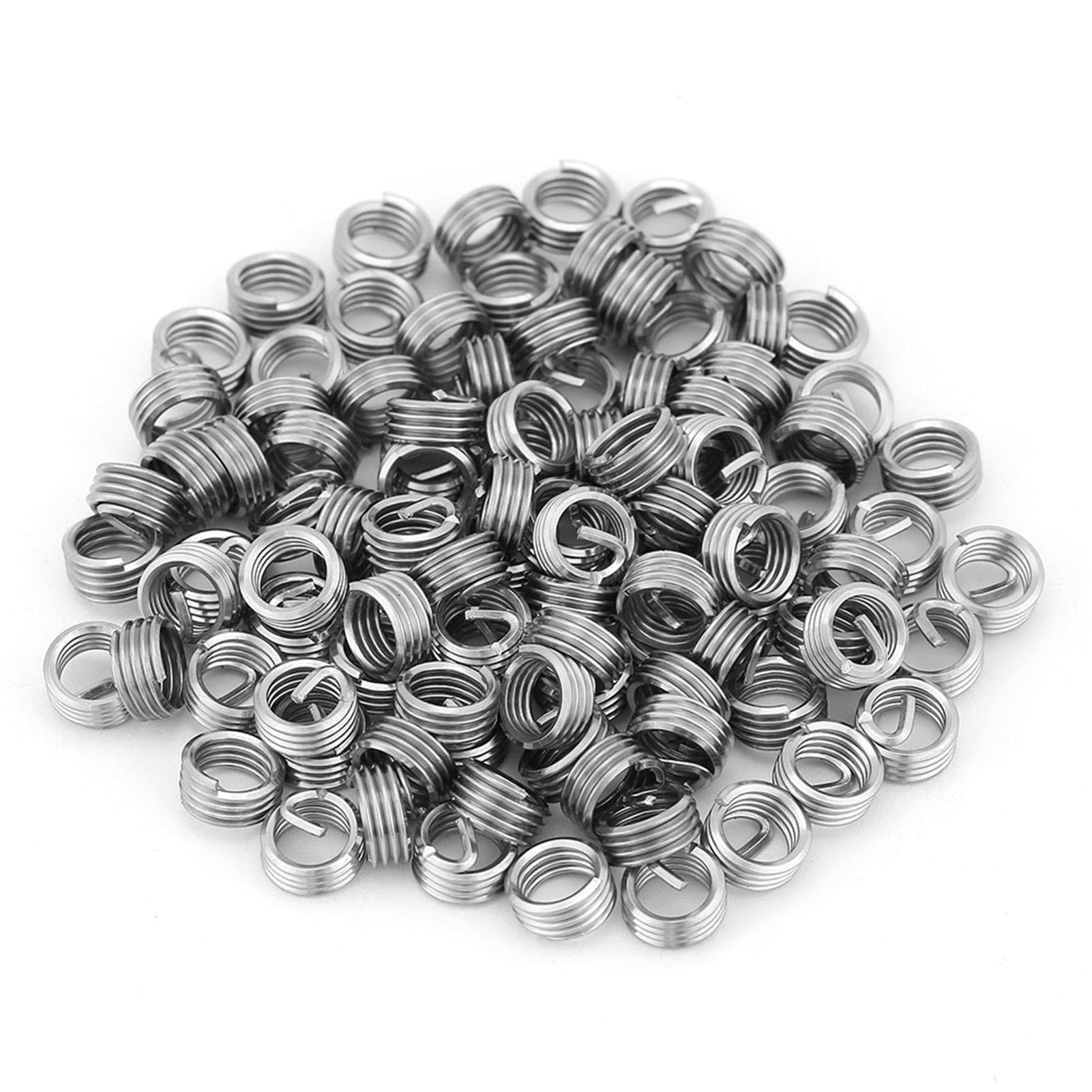 100pcs Stainless Steel Coiled Wire Helical Screw Thread Inserts M6 x 1.0 x 1D Length