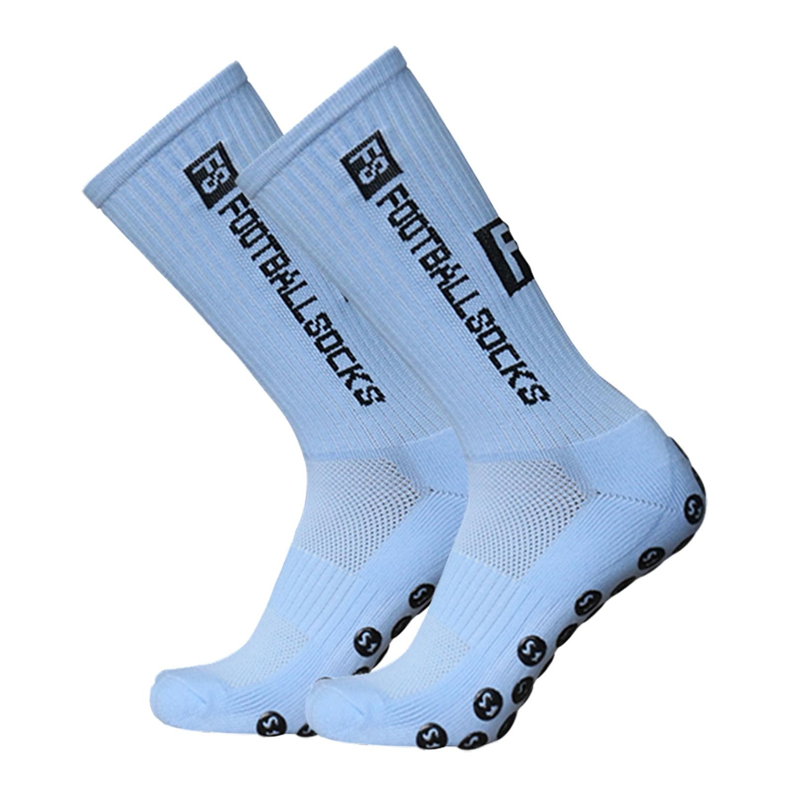 Outdoor Sports Running Socks Stretch Socks Athletic Football Soccer Socks Anti Slip Socks with Grips sky blue