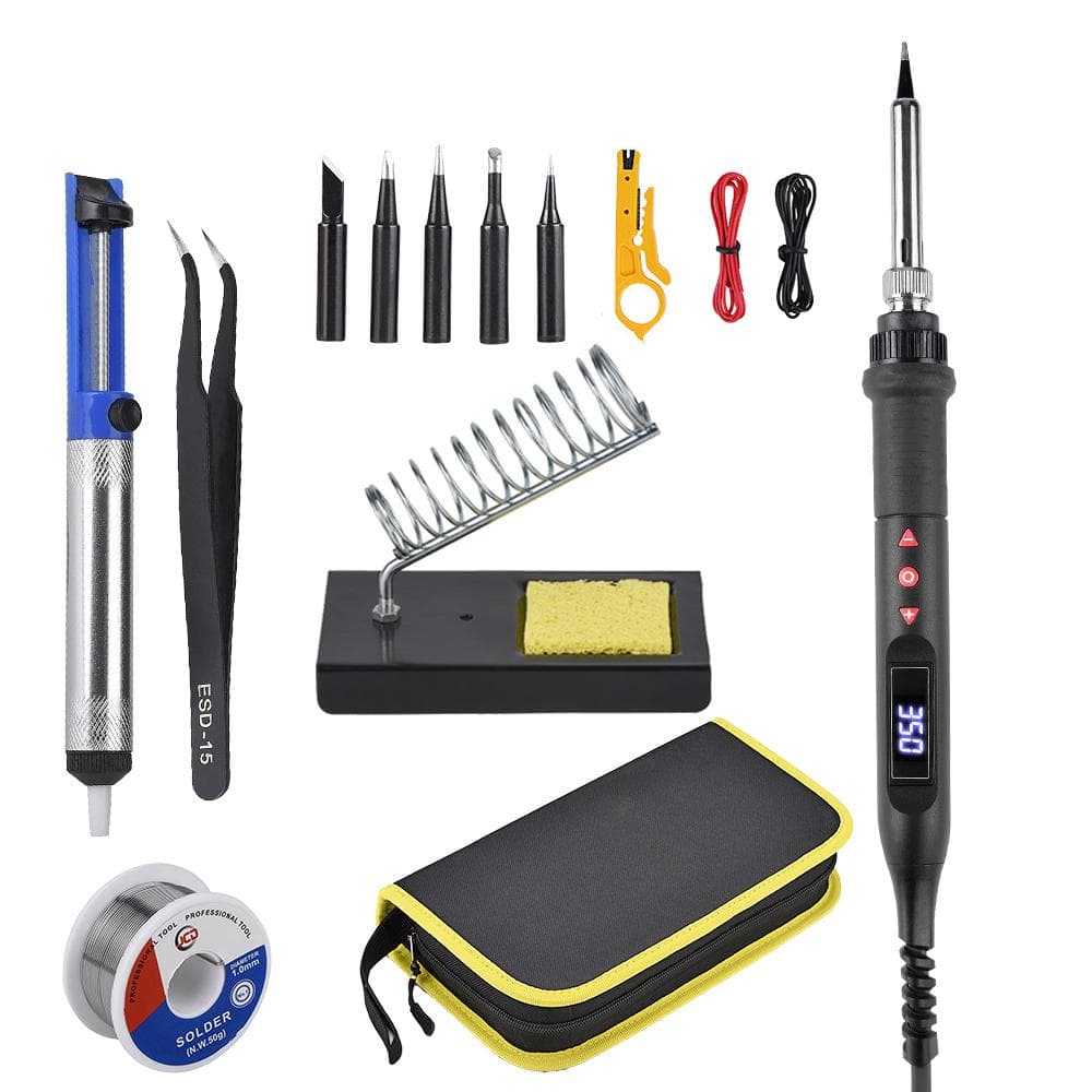 JCD 908U Electric Soldering Iron Welding kit Adjustable Temperature LCD Digital Display Multi-function Button 80W black