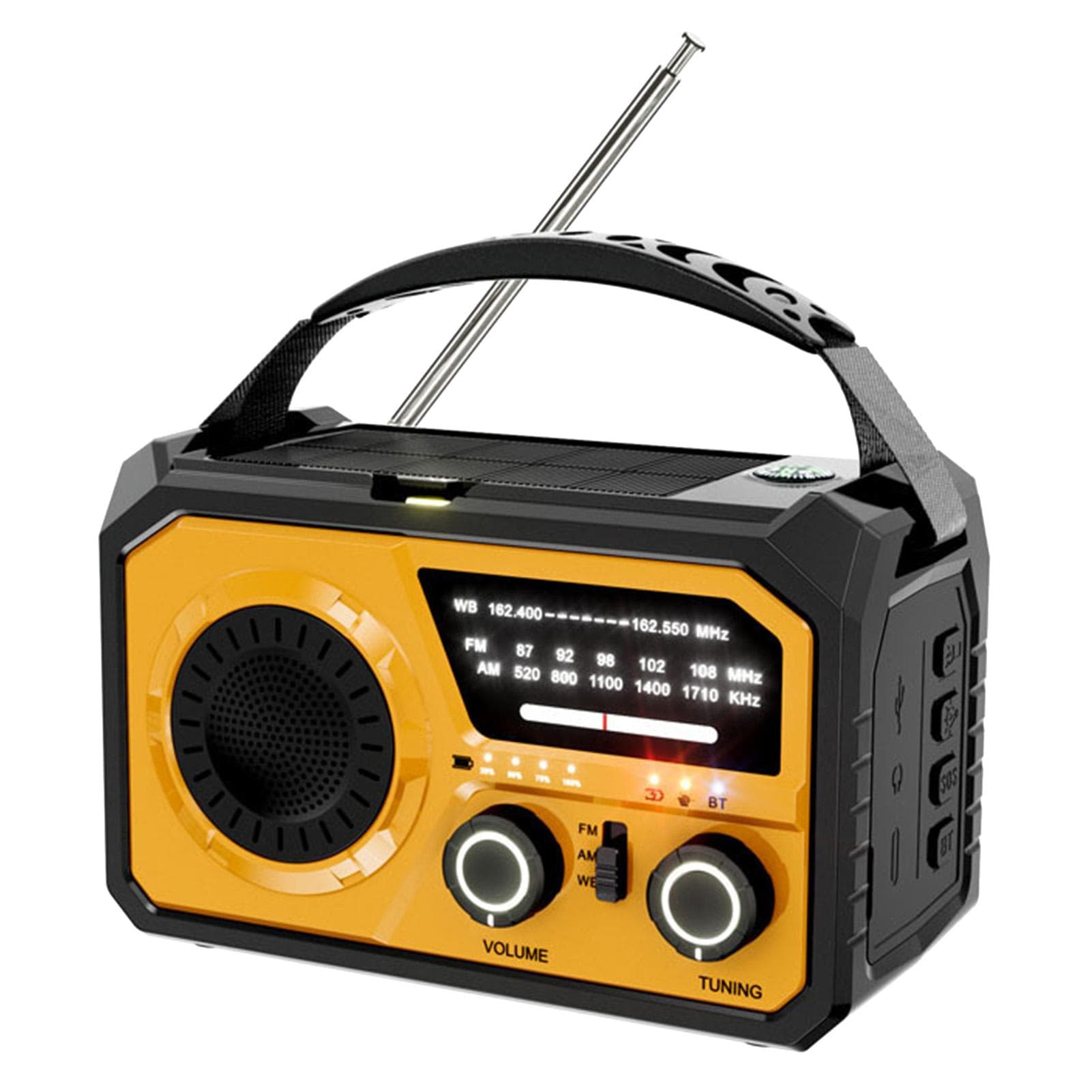 16000mAh Hand Crank Emergency Radio Wireless Hand Crank Weather Radio NOAA/AM/FM Portable Solar orange