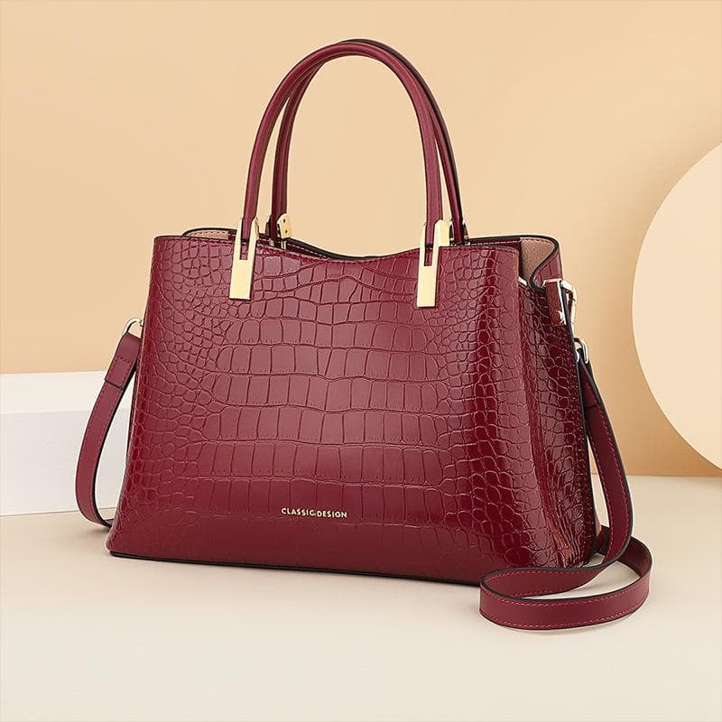 Handbag Red Leather Female Bag Middle-aged Mother-in-law Light Luxury Wedding Bag To Send Mother Bag