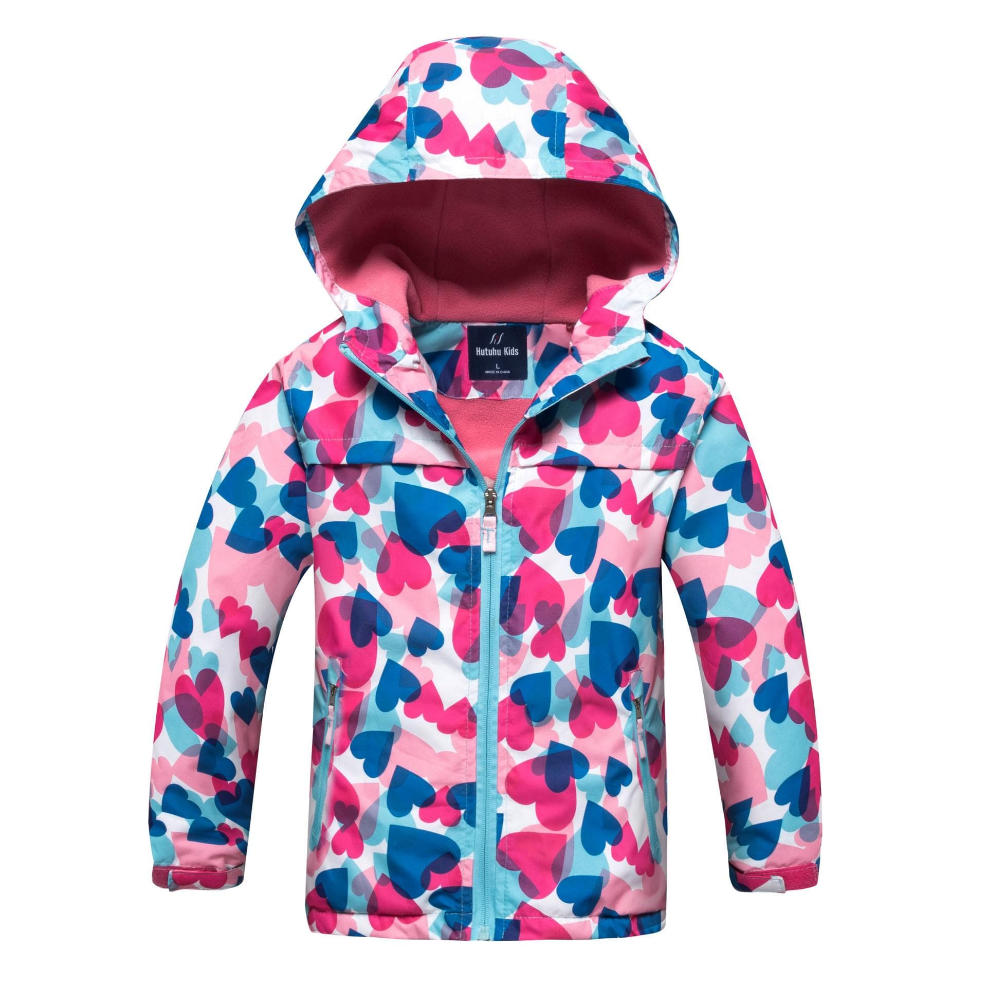 Children Floral Print Windproof Windbreakers Jacket Kids Autumn Winter Hooded Coat Zipper Outerwear S