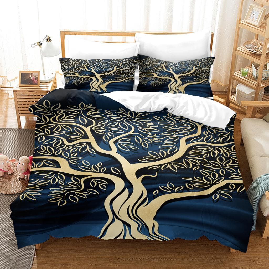 Double Sheets Set 3 Pieces 3D Plants Trees Full Queen Bed Set Duvet Cover Set King Size Bedding Set For Kids Boys Quilt Cove W90xL190cm