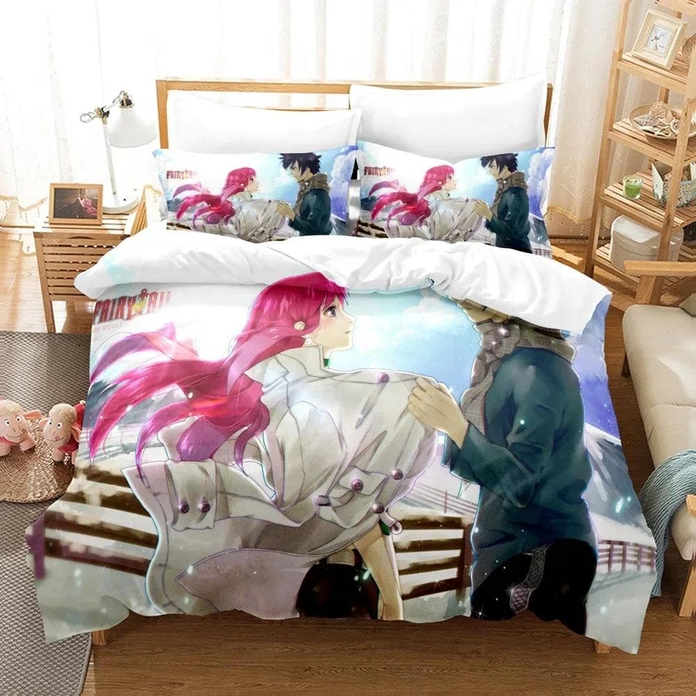 3D Print Anime Faity Tail Bedding Set Boys Girls Twin Queen Size Duvet Cover Pillowcase Bed Kids Adult Home Textile 70x133cm 2pcs