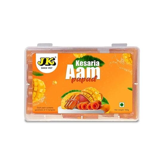 JK Aam Mango| Papad Rolls| Kesaria Rolls| Sweet Mango | Healthy Fruit Snacks Aamras Papad Slice,Dried Mango Papad Dry (100g)
