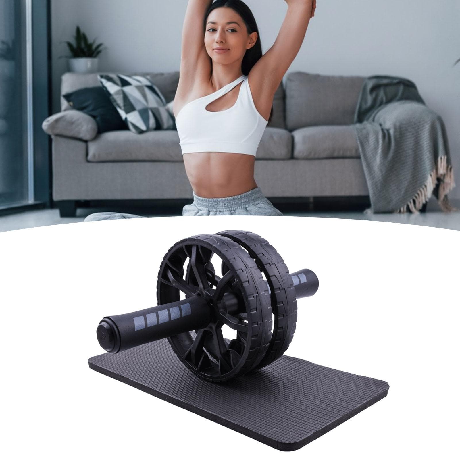 Abdominal Wheel Roller Antislip Portable AB Wheel Roller with Knee Pad for Home Gym Fitness