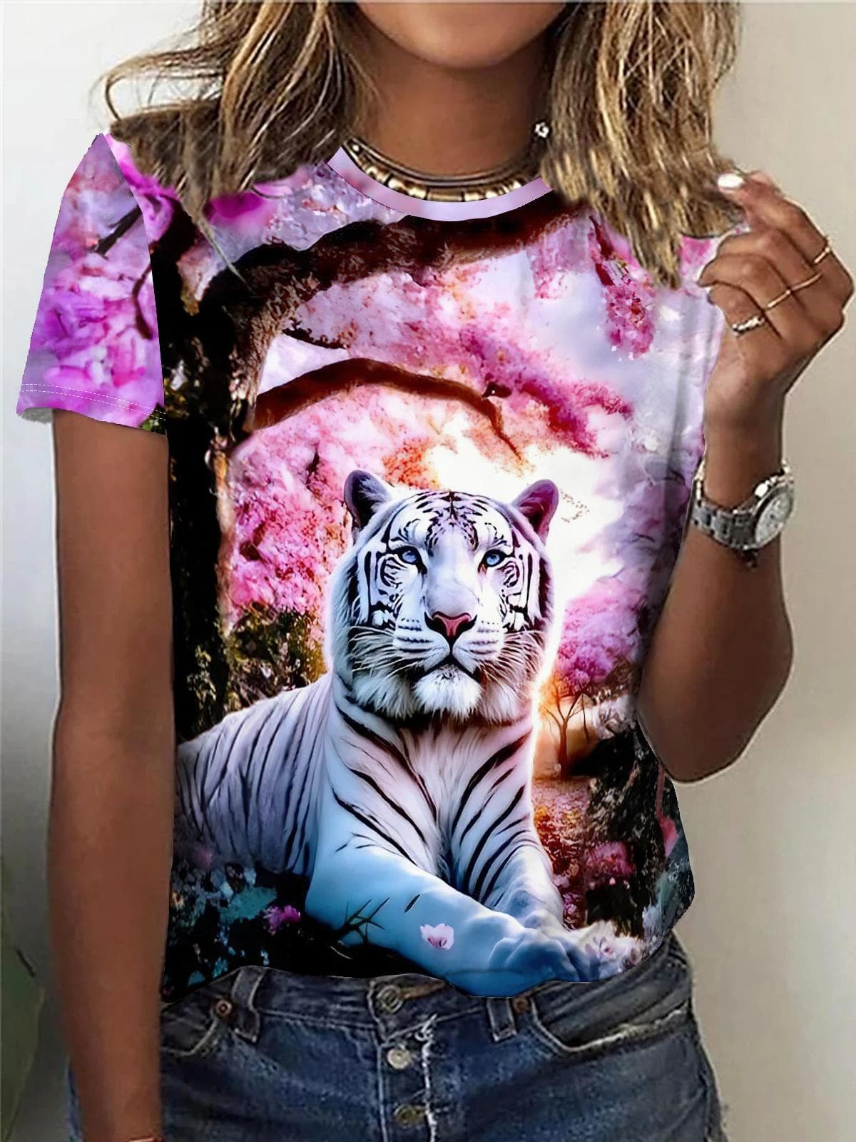 Summer Animals Lion Tiger Wolf 3D Print T-shirts Women Streetwear Fashion Y2k Short Sleeve T Shirt O-neck Tees Tops Clothing 4XL