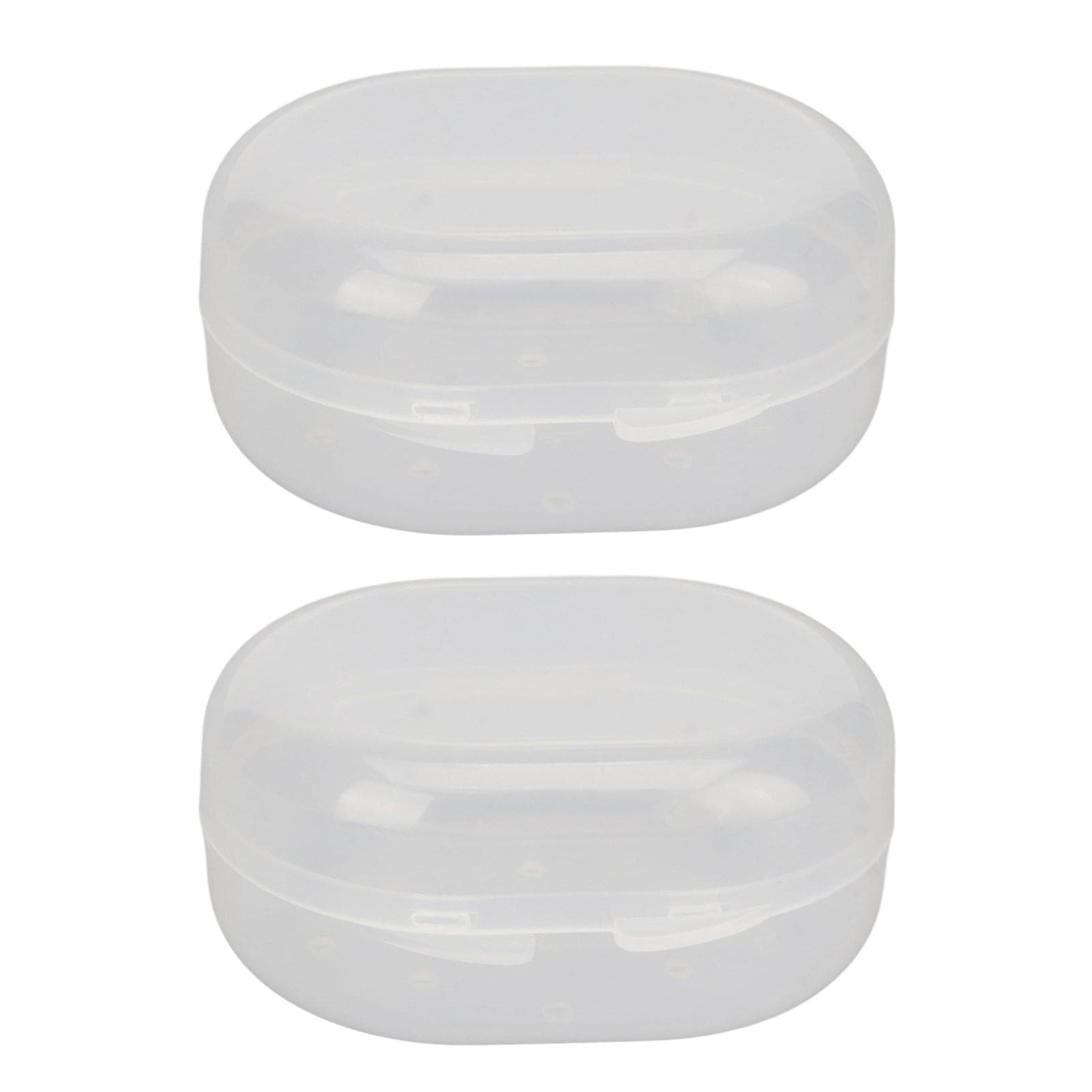2pcs Swimming Earplug Storage Box Buckle Closure Breathable Holes Earplugs Carry Case Transparent