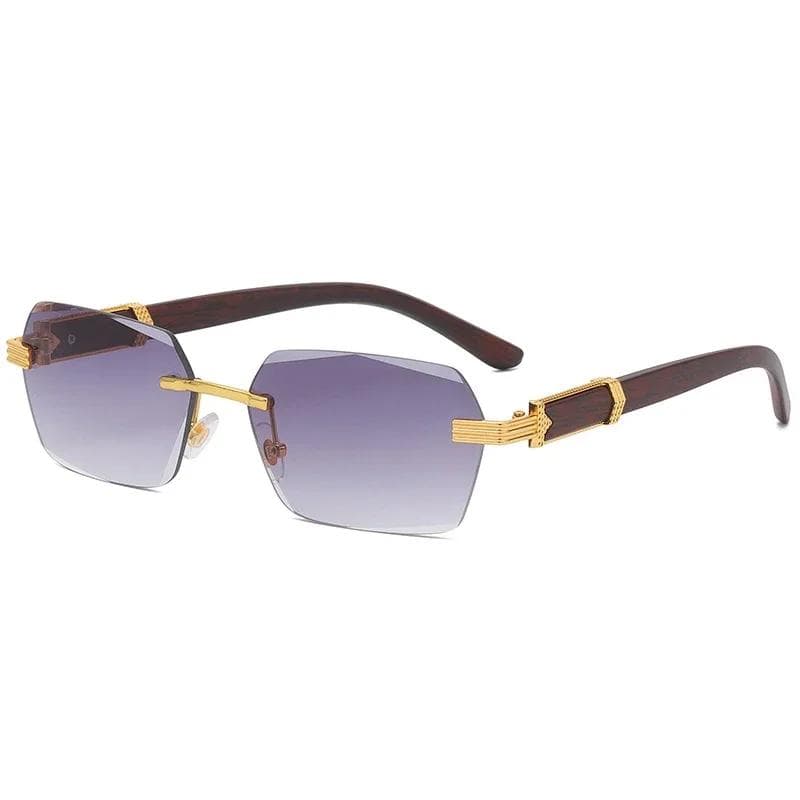 New Rimless Square Sunglasses Designer Frameless Gradient Sun Glasses Fashion Vintage Wooden Oculos De Sol