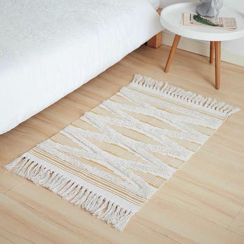 Nordic Tassel Knit Rug Ethnic Carpet Small Rug 60x90cm Bedroom Kitchen Rugs Living Room Washable Mat Boho Retro Home Decoration 60x90cm 23.6x35.4in