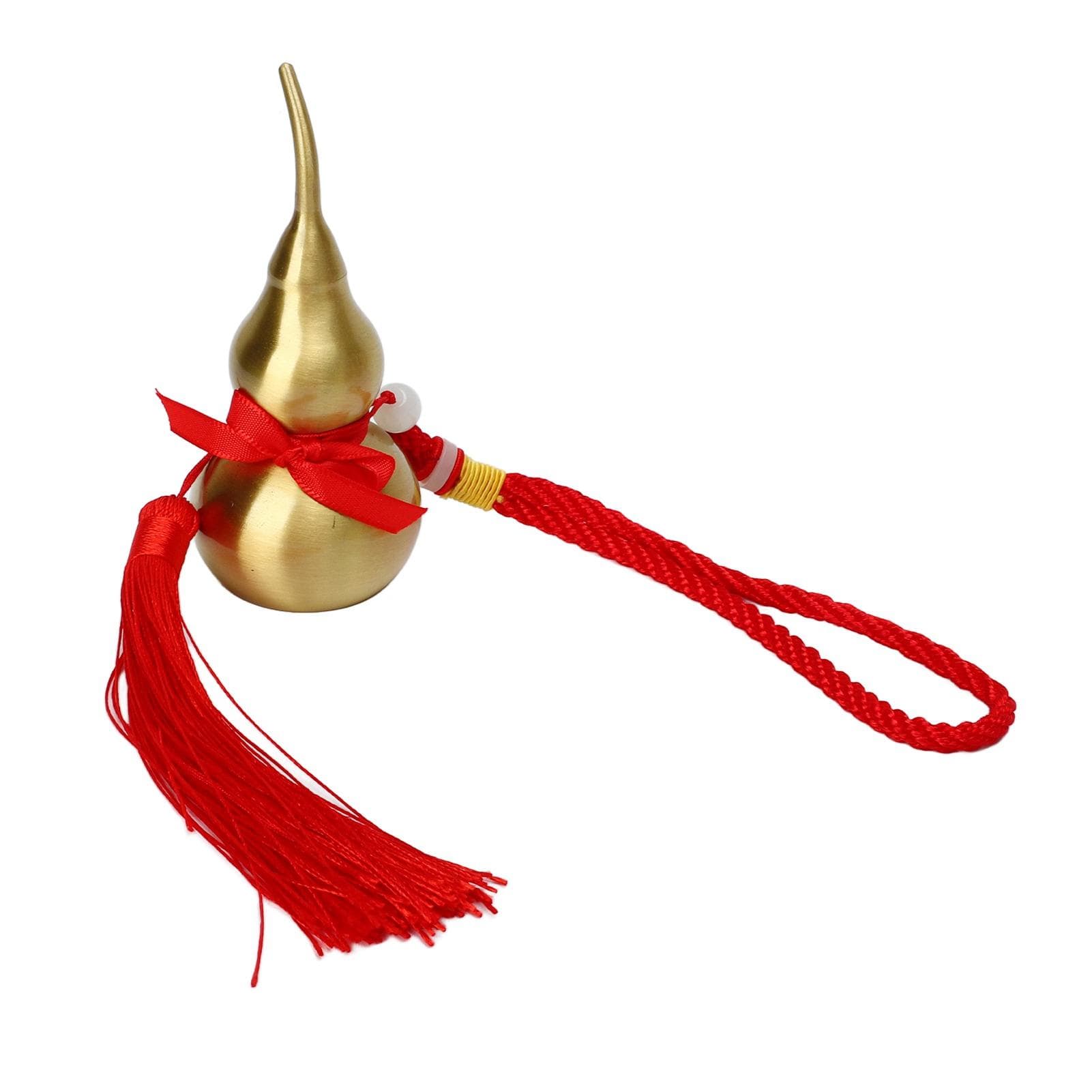 Feng Shui Wu Lou Red Lucky Tassel 10cm High Rope Brass Open Gourd Shape Car Hanging Ornament for