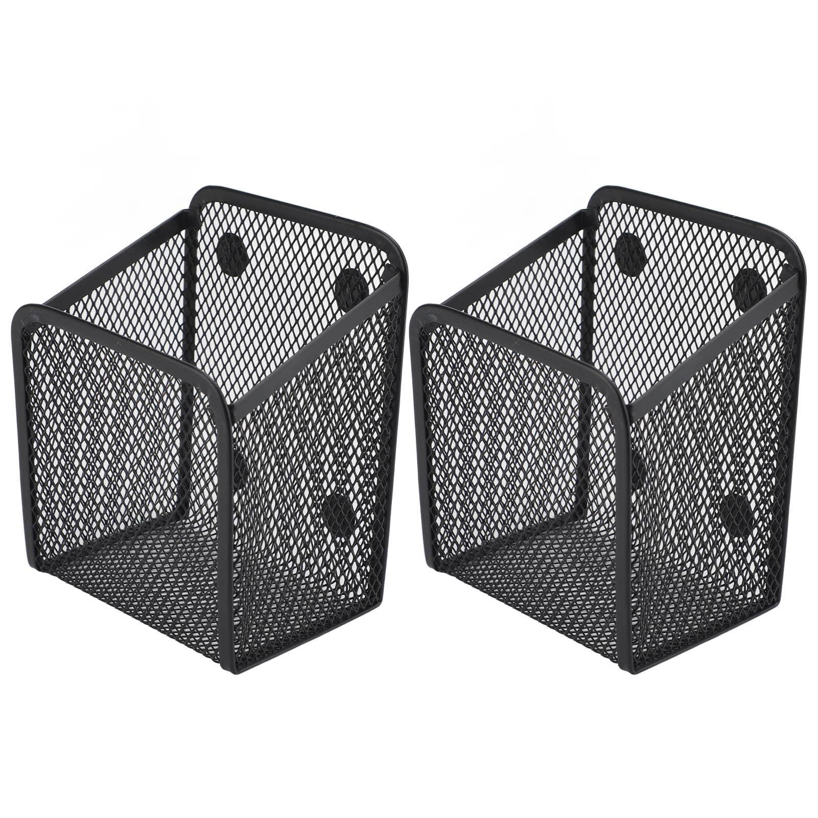 Magnetic Pen Holder Multifunctional Metal Mesh Stationary Organizer Storage Basket for Fridge Dry