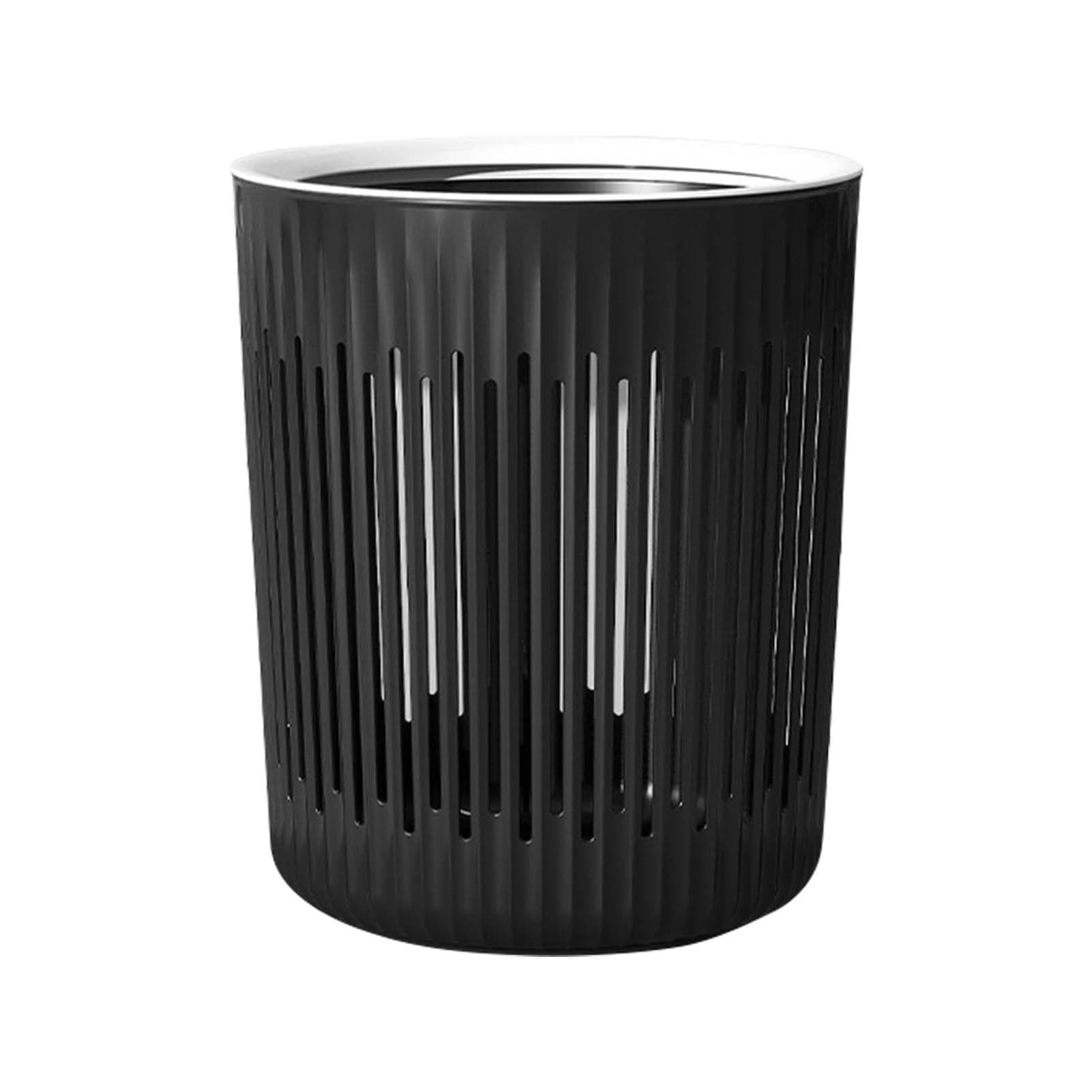 Hollow Trash Can Waste Bin High Capacity Pressure Ring Garbage Storage Basket for Living Room black