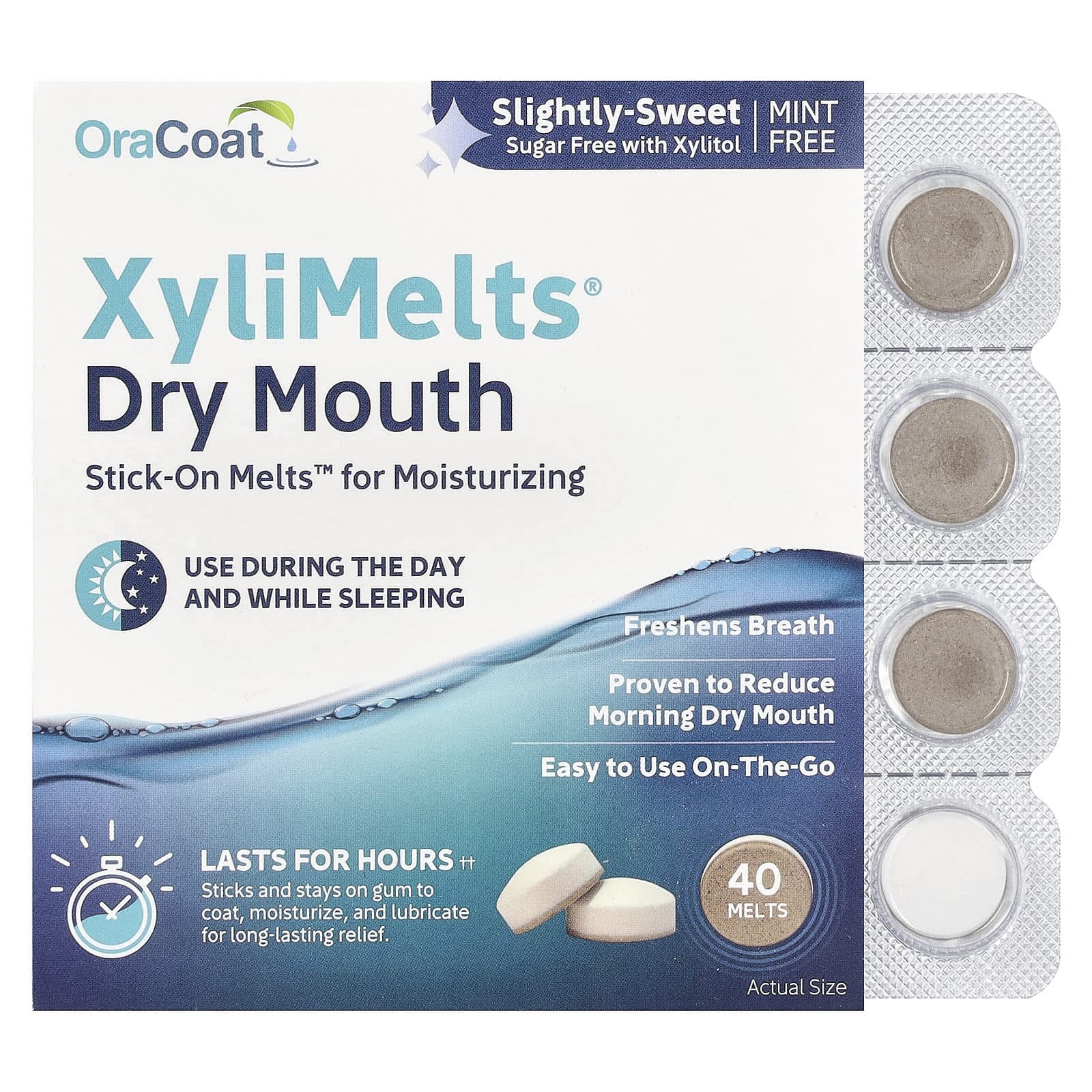 OraCoat, XyliMelts® Dry Mouth, Semi-Sweet, 40 Melts