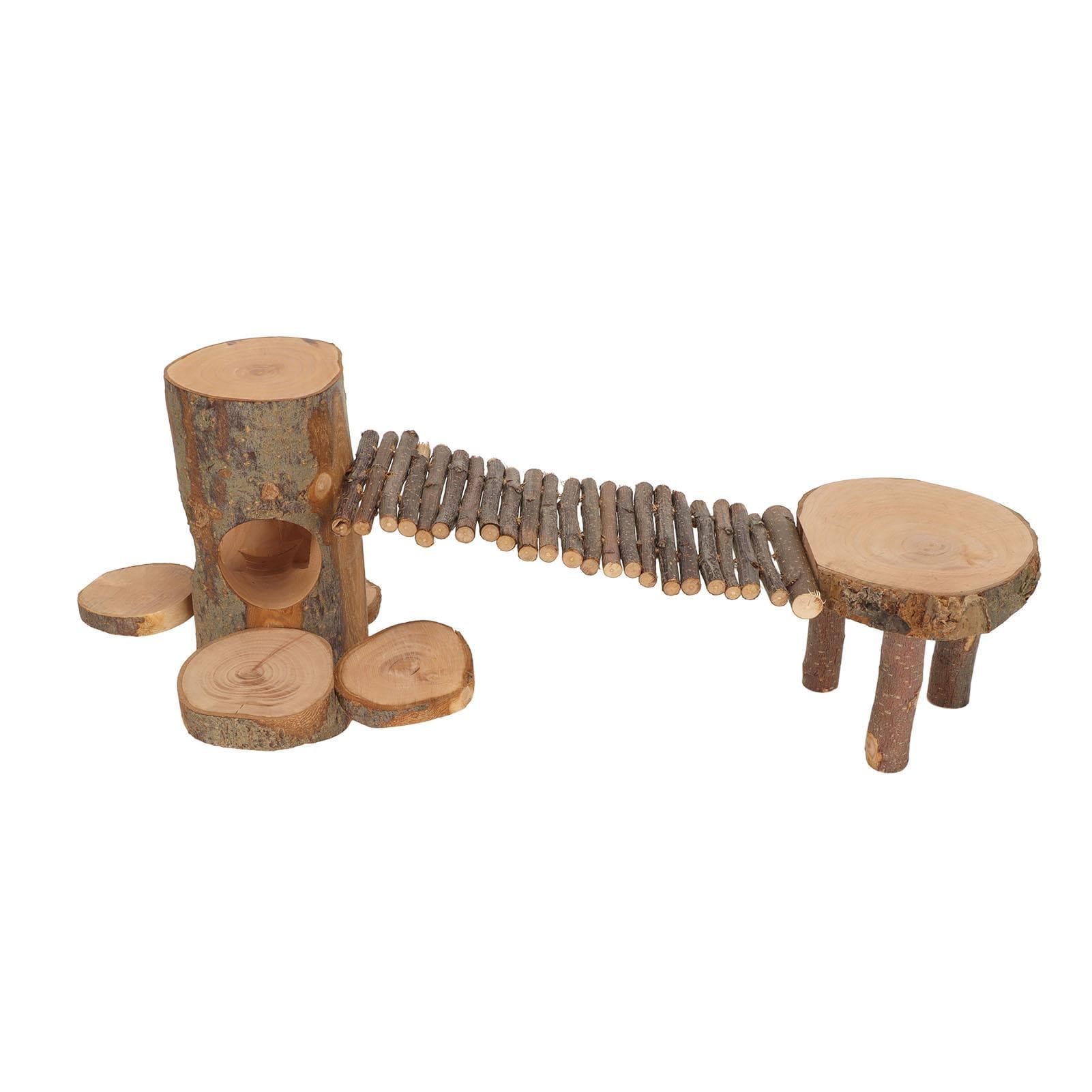 Wooden Hamster Platform Toy Safe Apple Wood Chinchilla Activity Playground Stand Ladder for Playing