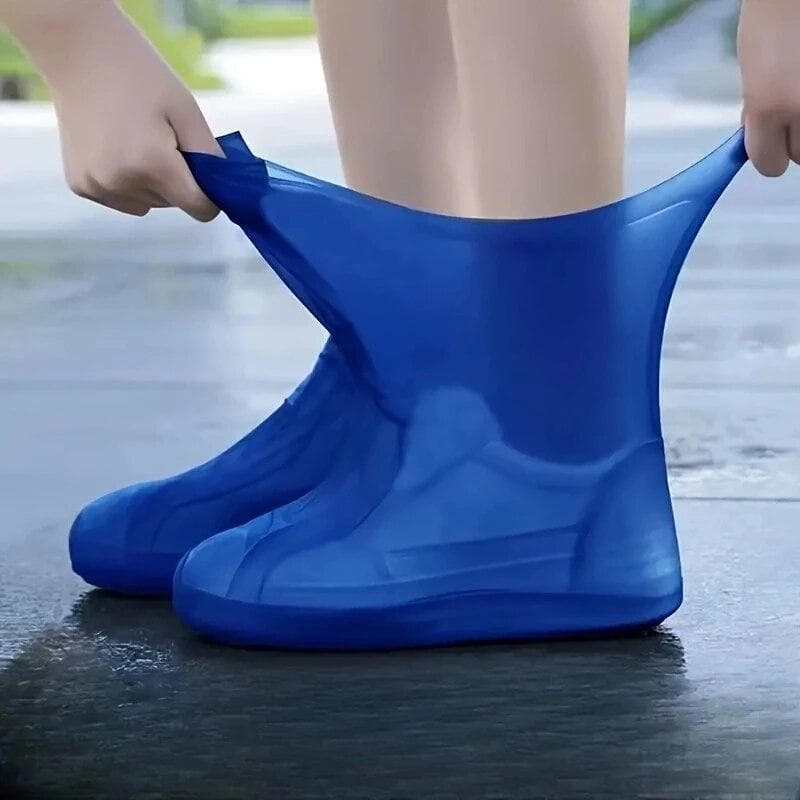 Rubber Rain Boot Overshoes For Outdoor Use Silicone Waterproof Shoe Covers Rainy Day Shoe Cover Reusable M=34-40 blue