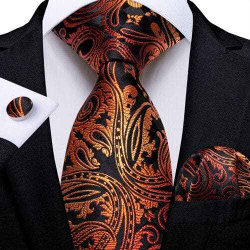 DiBanGu Mens Silk Necktie Set Striped Paisley Solid Tie Pocket Square Cufflinks N-7622