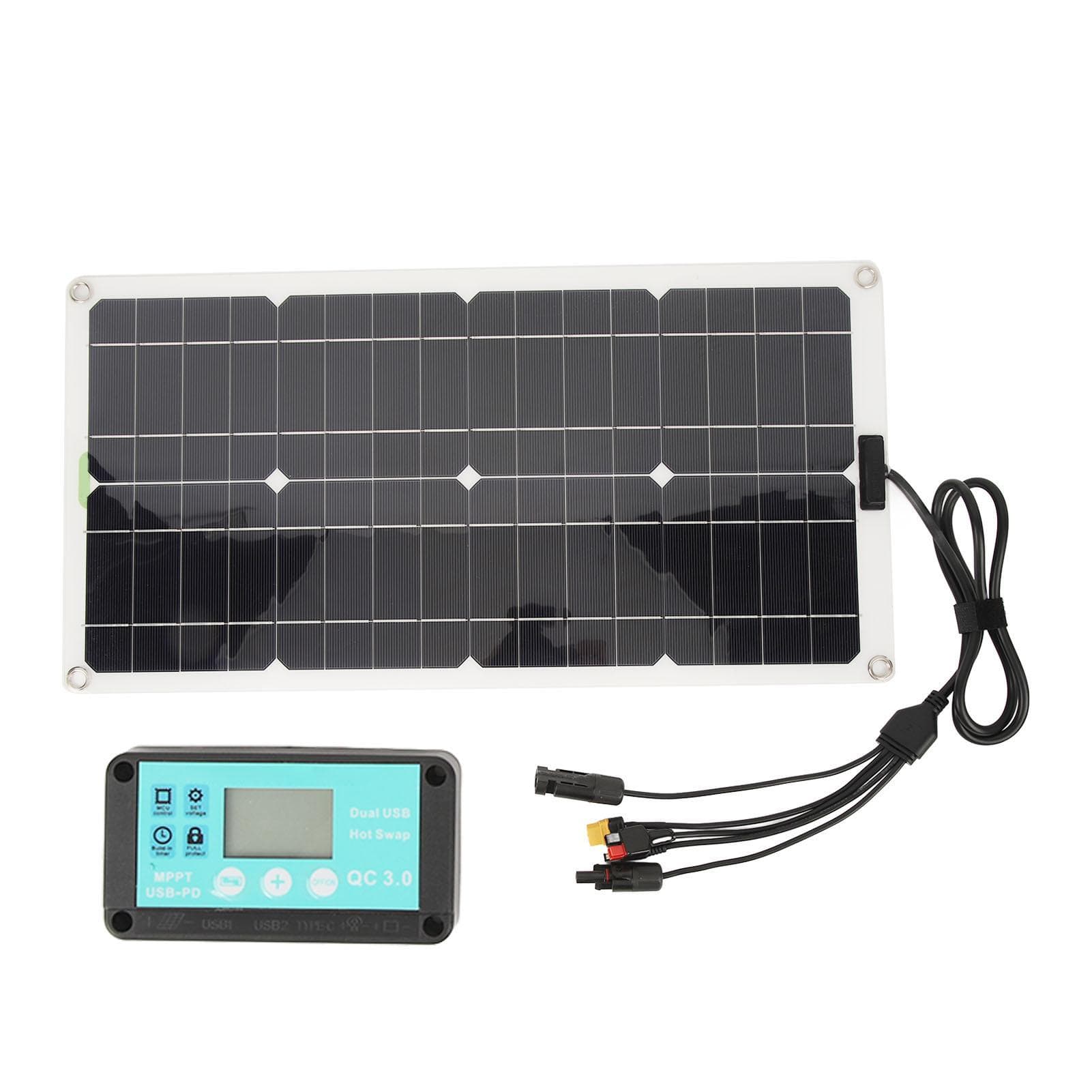 Solar Panel with Controller Monocrystalline 250W Dual USB Port Charging 12V 24V 48V High Conversion