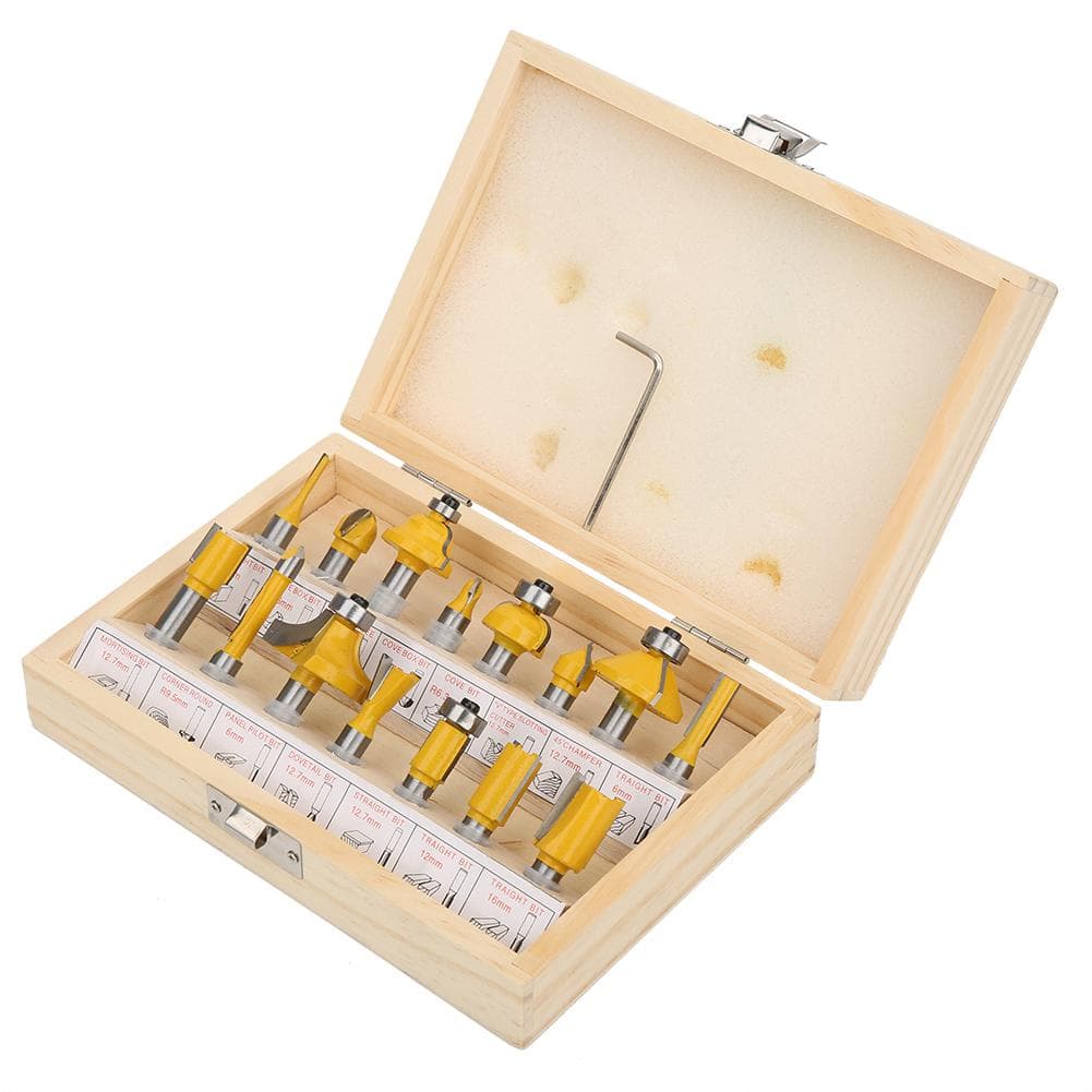 15PcsSet Cemented Carbide Router Bit Woodworking Milling Cutter Kit with Storage Box8mm Shank