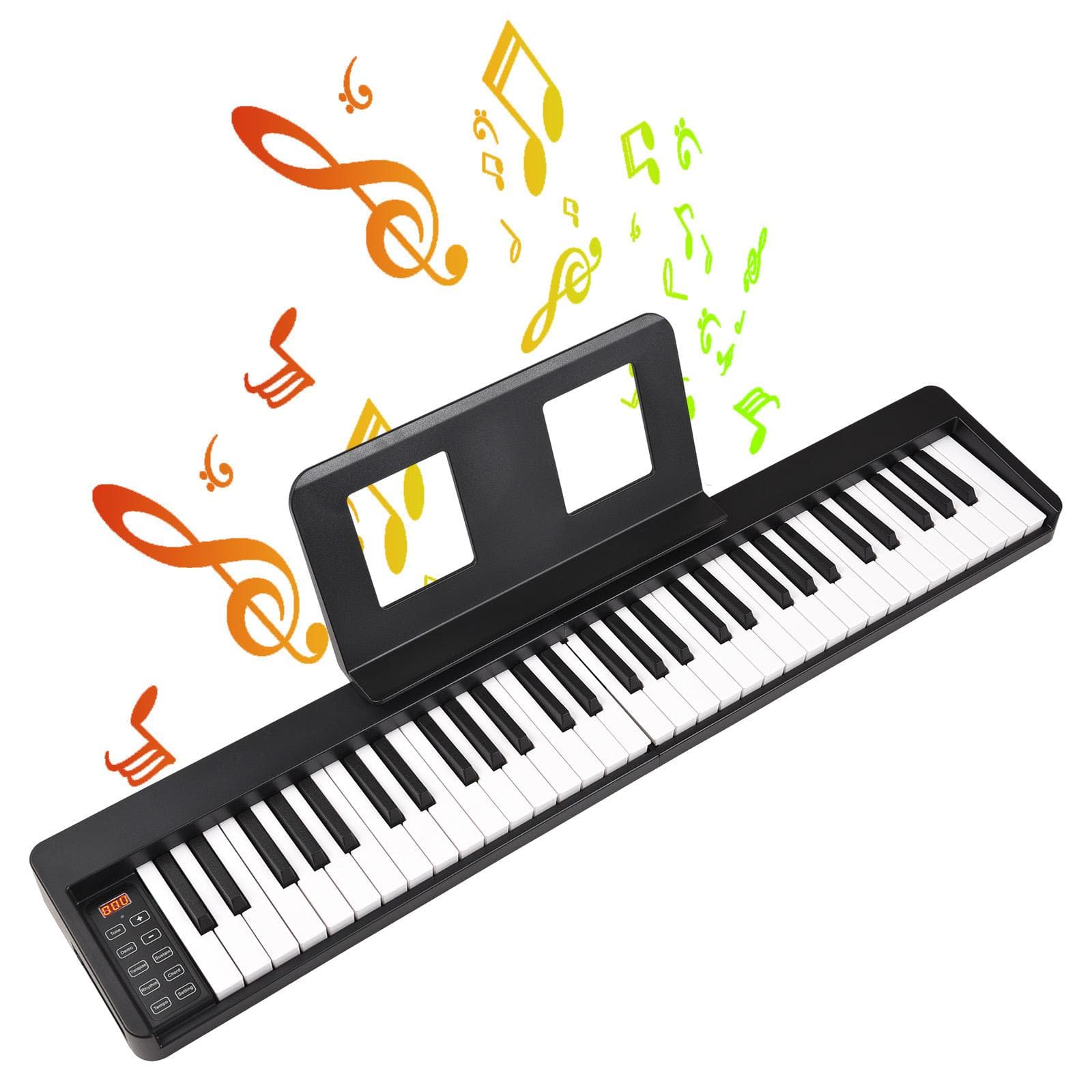 61-Key Foldable Electronic Piano Multifunctional Electronic Organ 61 Keys Sensitive Piano Keyboard 61 Keys black