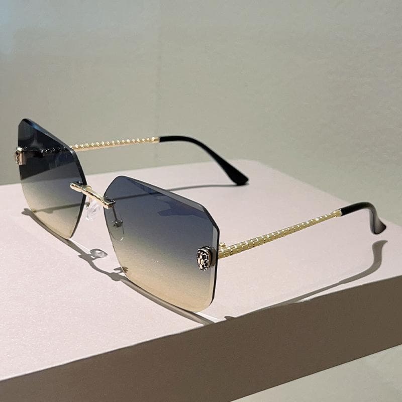 KAMMPT Rimless Square Sunglasses Women Fashion Gradient Sun Glasses Trendy Luxury Brand Design Decor Shades as picture shows
