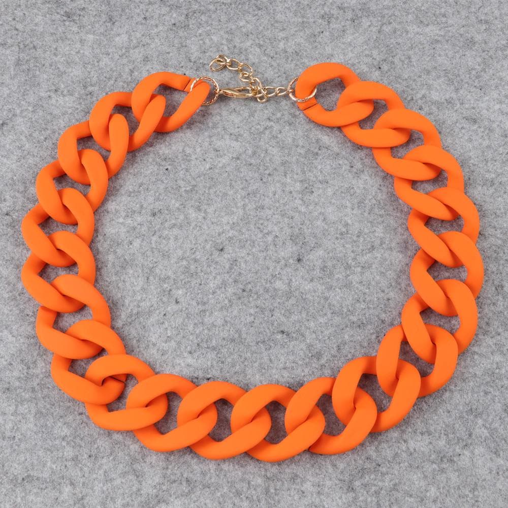 Statement Matte Long Chain Necklaces for Women Vintage Chunky Choker Jewelry orange