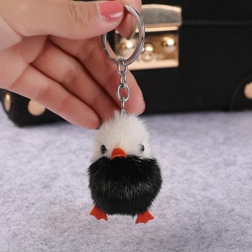 Super cute fur mink fur little yellow duck plush cute mini mobile phone keychain pendant bag car hanging