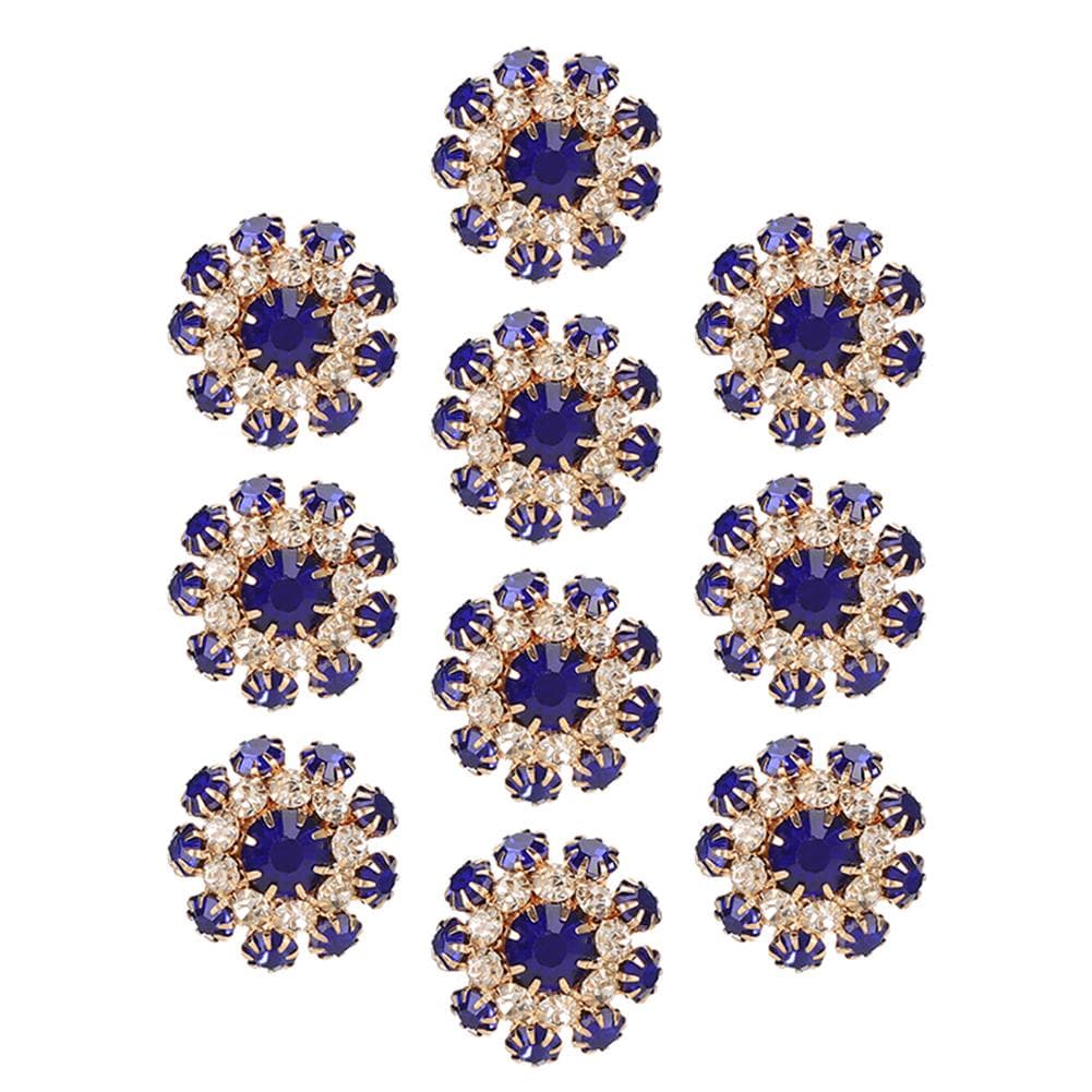 10Pcs Rhinestones Button Mushroom Shape Resin Metal Royalblue Buckle Brooch Clothes Accessories