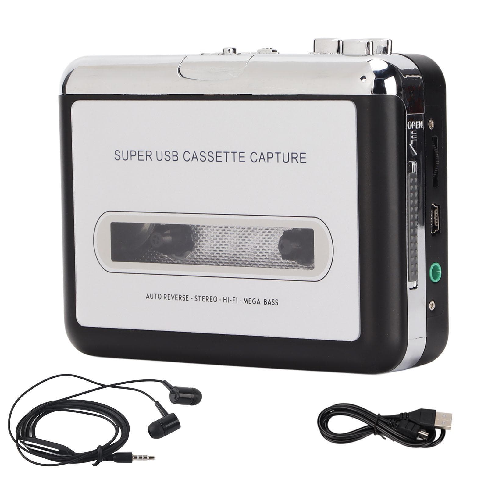 Tape to MP3 Converter Stereo 3.5mm Portable USB Cassette Player with Earphone for Laptop PC