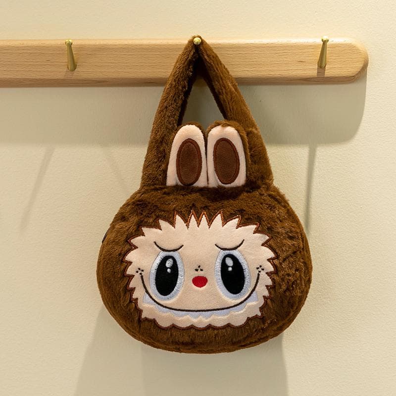 Cute And Colorful Labubu Plush Animal Shoulder Bag Stylish Crossbody Purse For Children Brown Round