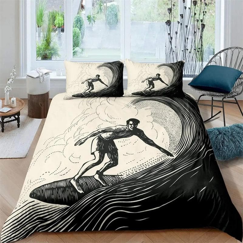 Luxury Sunset Surfing for Teens Boys Girls Adults Kid Gift Duvet Cover Summer Beach Theme for Bedroom Decoration Queen King Size 135x200cm 2pcs