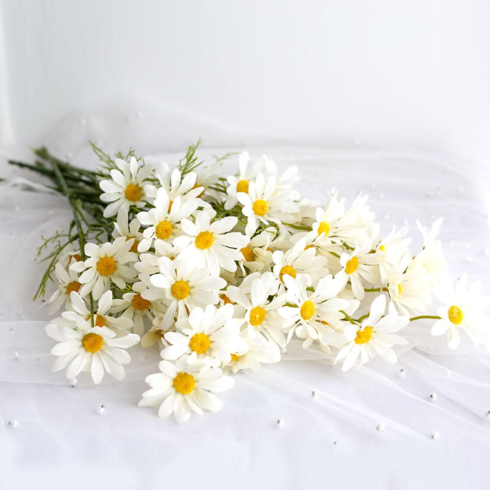 Artificial Daisy Flowers Bouquet Home Decoration for Living Room Dining Room Bedroom Office Milky white