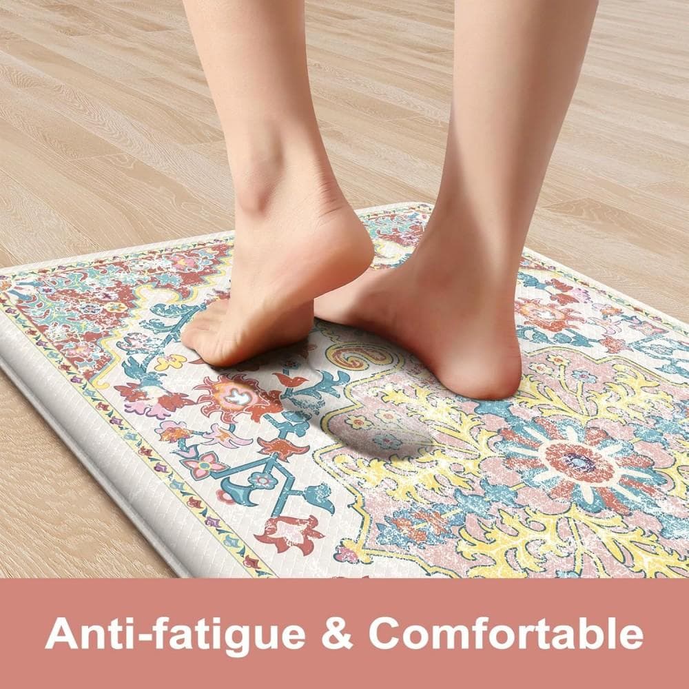 Anti Fatigue Kitchen Mat Boho Carpet Vintage Rugs Non-Slip Kitchen Mat for Floor Comfort Kitchen Floor Mats for Sink Laundry 2PC-40X60-40x120cm