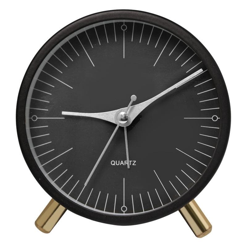 4.5 inch Alarm Clock Analog Non-Ticking Silent Small Desk Clock With Backlight for Living Room, Bedroom Simple black