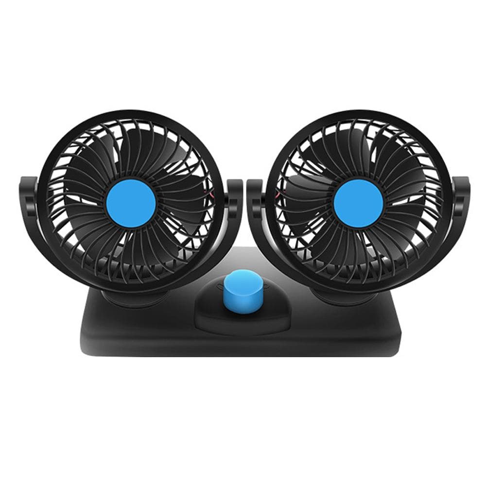 Mini Car Fan Double Heads Cooling Fan Quiet USB Electric Fan 360 degrees Rotation with 4 Wind Speeds for blue